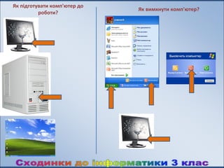 Як підготувати комп'ютер до
                              Як вимкнути комп'ютер?
          роботи?
 