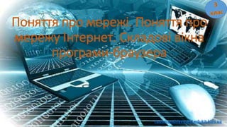 ruslan-andriyevskyi.edukit.kiev.ua
Поняття про мережі. Поняття про
мережу Інтернет. Складові вікна
програми-браузера
 