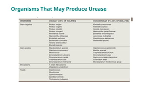Organisms That May Produce Urease
 