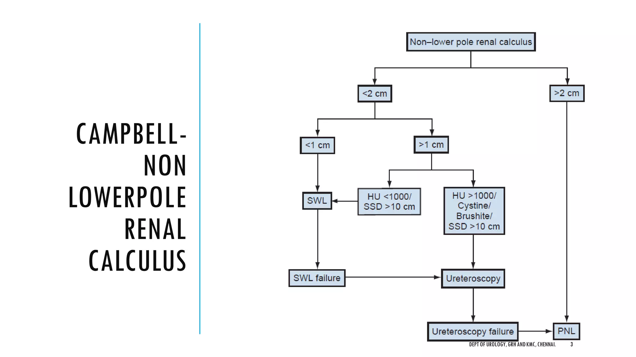 CAMPBELL-
NON
LOWERPOLE
RENAL
CALCULUS
3
DEPT OF UROLOGY,GRH ANDKMC,CHENNAI.
 