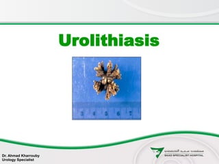 Urolithiasis
Dr. Ahmad Kharrouby
Urology Specialist
 