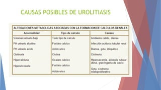 CAUSAS POSIBLES DE UROLITIASIS
 