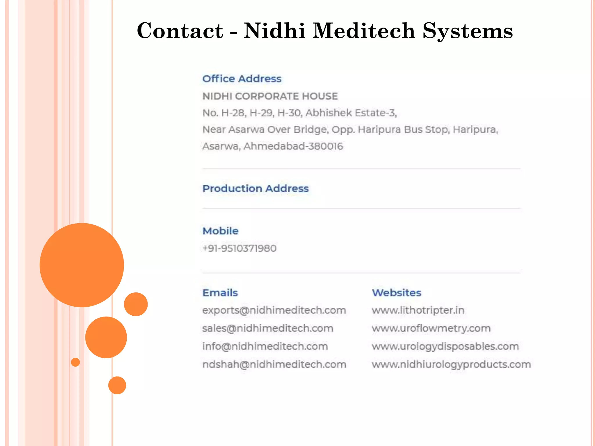 Contact - Nidhi Meditech Systems
 