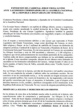 Cardenal Urosa Ante la Asamblea Nacional
