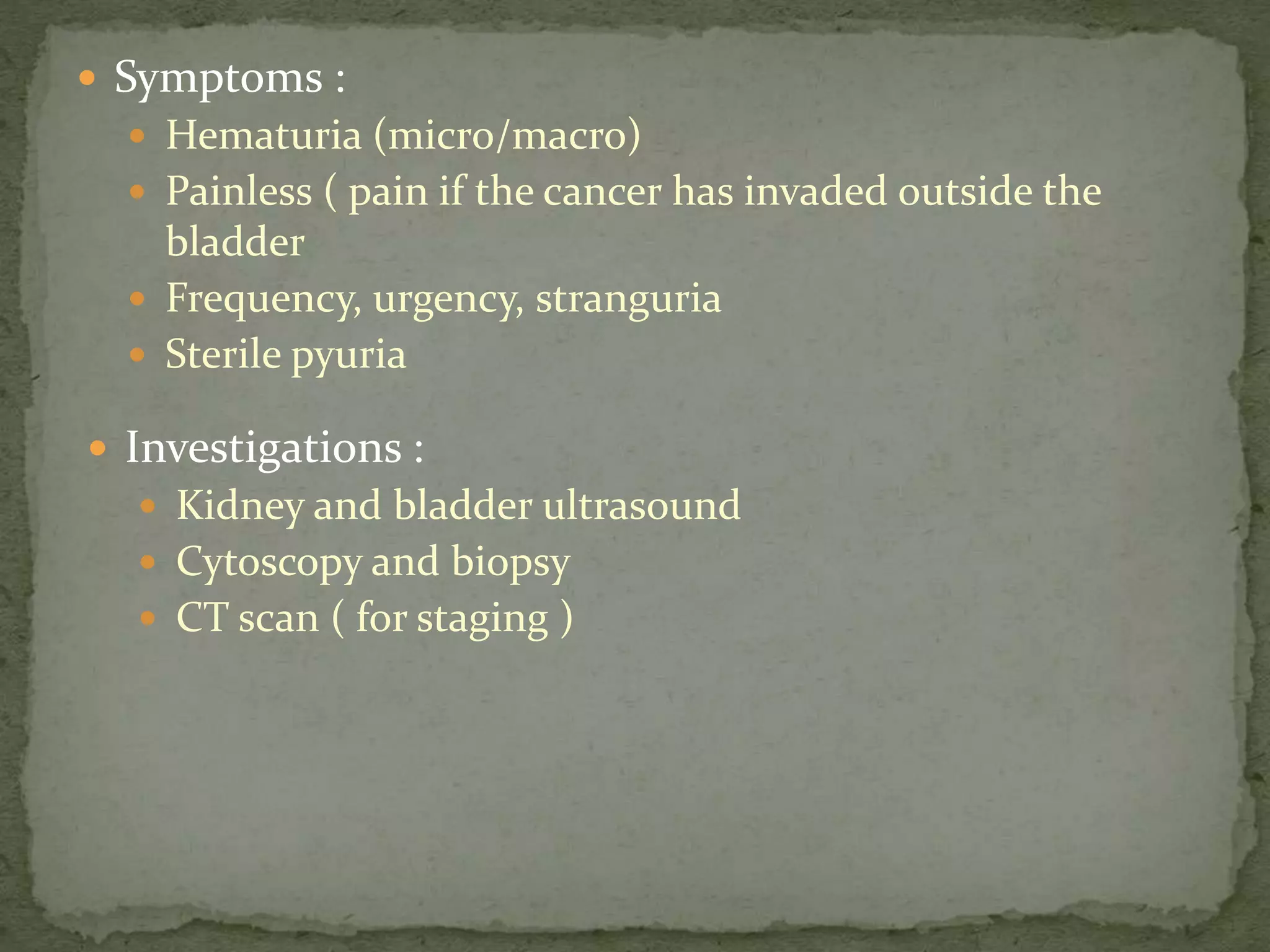 Urothelial carcinoma ( bladder cancer ) | PPTX