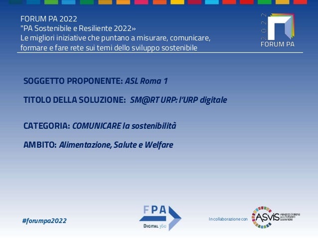 URP ASL Roma 1 - Premio PA Sostenibile e Resiliente 2022 - Template_PPT_REV.pptx