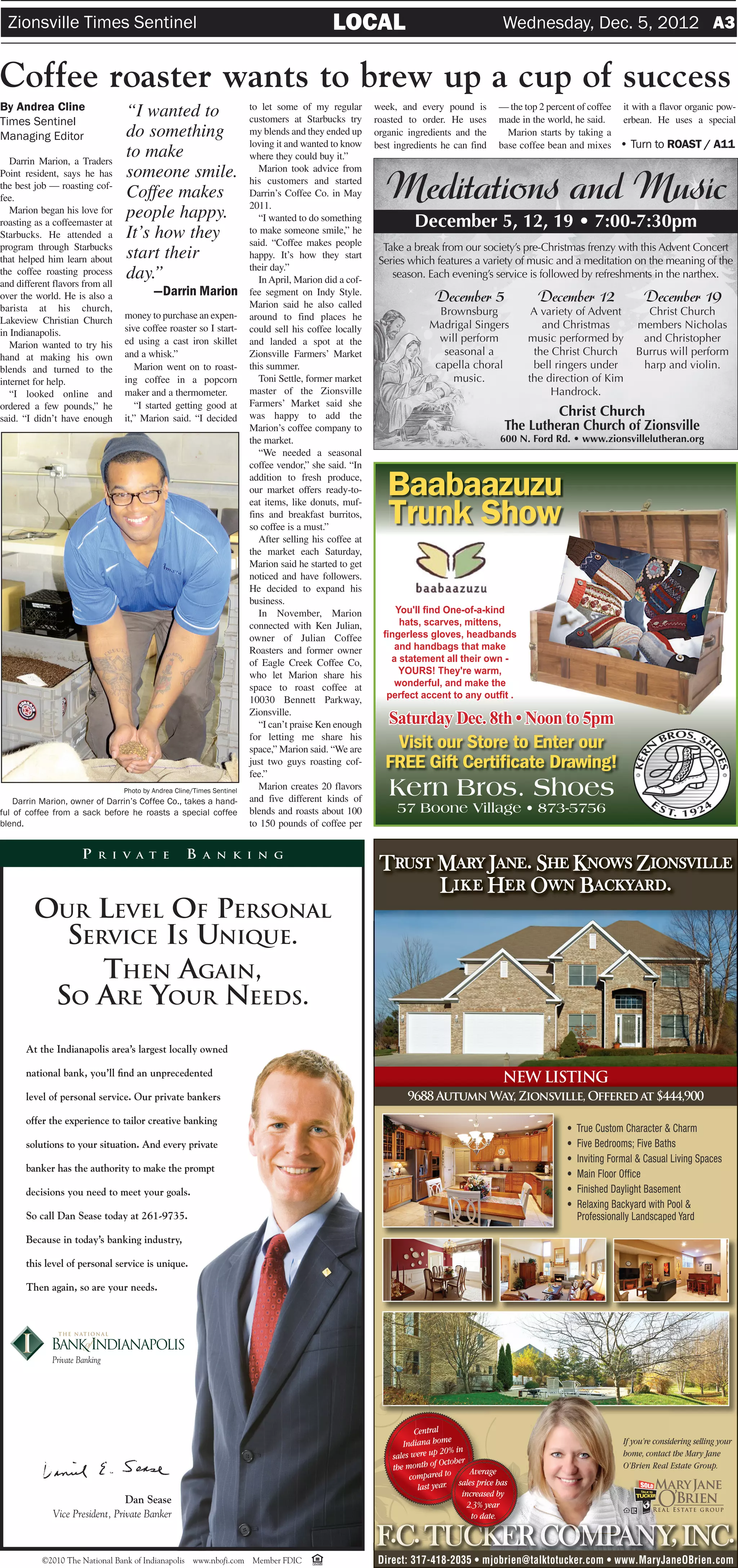 Darrin Marion, Owner of Darrin's Coffee a Zionsville Coffee Roaster PDF