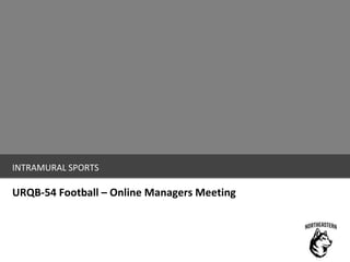 INTRAMURAL SPORTS
URQB-54 Football – Online Managers Meeting
 