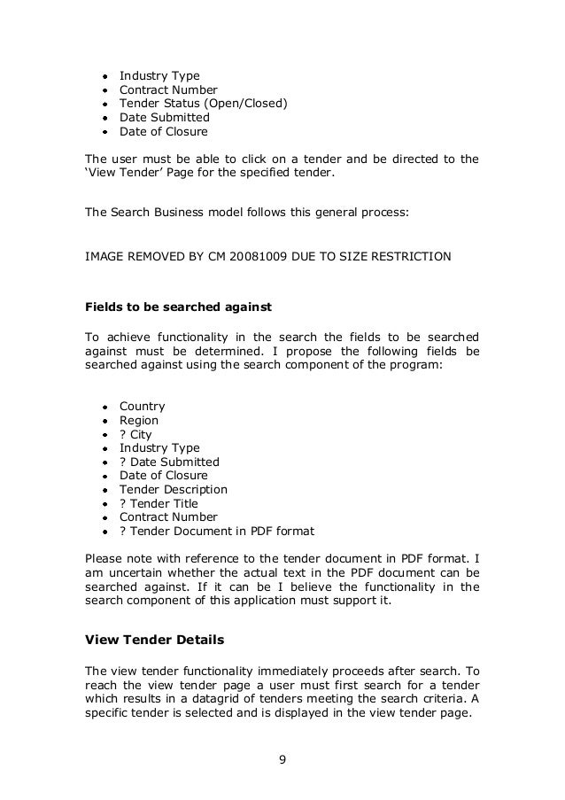 User Requirement Specification for Tender Alert site