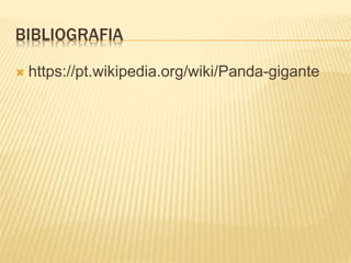 BIBLIOGRAFIA
 https://pt.wikipedia.org/wiki/Panda-gigante
 