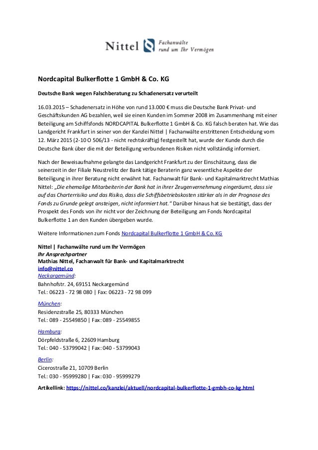 Nordcapital Bulkerflotte 1 Gmbh Co Kg