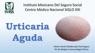 Edwin Daniel Maldonado Domínguez
R1 de Alergia e Inmunología Clínica
Instituto Mexicano Del Seguro Social
Centro Médico Nacional SIGLO XXI
 