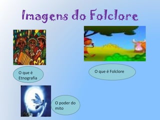 Imagens do Folclore
O que é
Etnografia
O que é Folclore
O poder do
mito
 