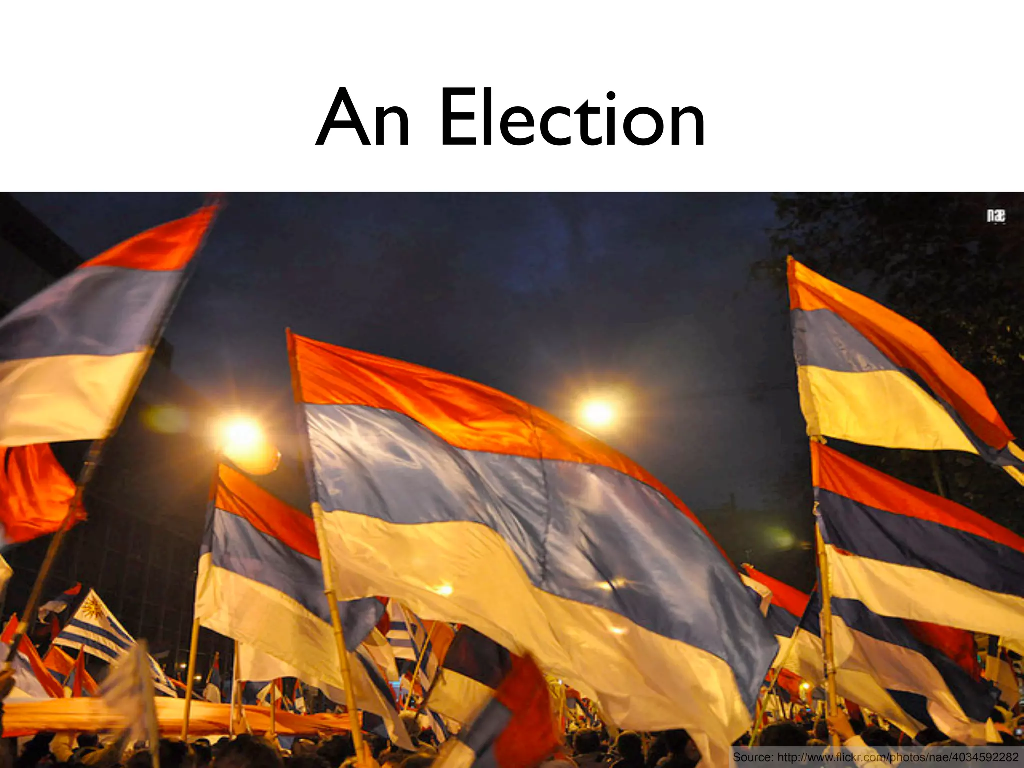 An Election




              Source: http://www.flickr.com/photos/nae/4034592282
 