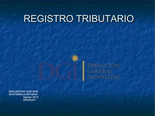 REGISTRO TRIBUTARIO

ENCUENTRO SUR-SUR
GUATEMALA-ANTIGUA
Agosto 2013
URUGUAY

1

 