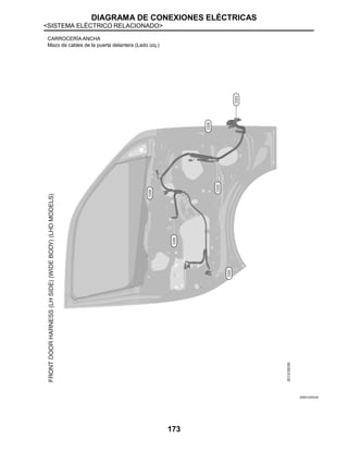 DIAGRAMA DE CONEXIONES ELÉCTRICAS
<SISTEMA ELÉCTRICO RELACIONADO>
173
CARROCERÍA ANCHA
Mazo de cables de la puerta delantera (Lado izq.)
JRMIC2200GB
 
