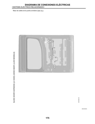 DIAGRAMA DE CONEXIONES ELÉCTRICAS
<SISTEMA ELÉCTRICO RELACIONADO>
175
Mazo de cables de la puerta corredera (lado izq.)
JRMIC2906GB
 