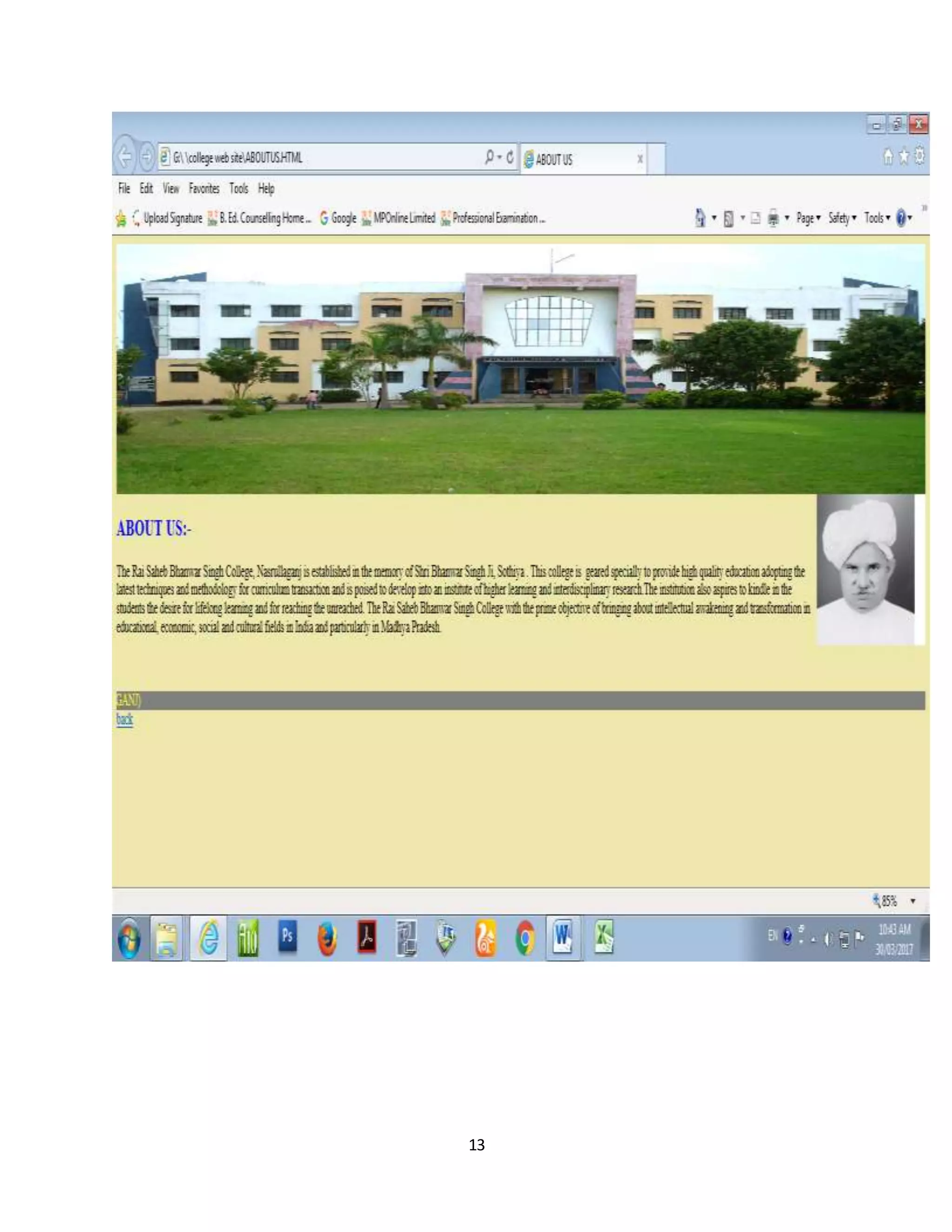 College Web Site HTML PROJECT | DOCX