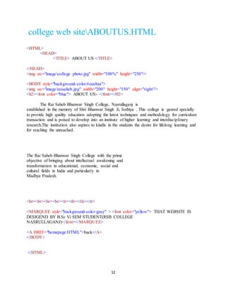 College Web Site HTML PROJECT | DOCX