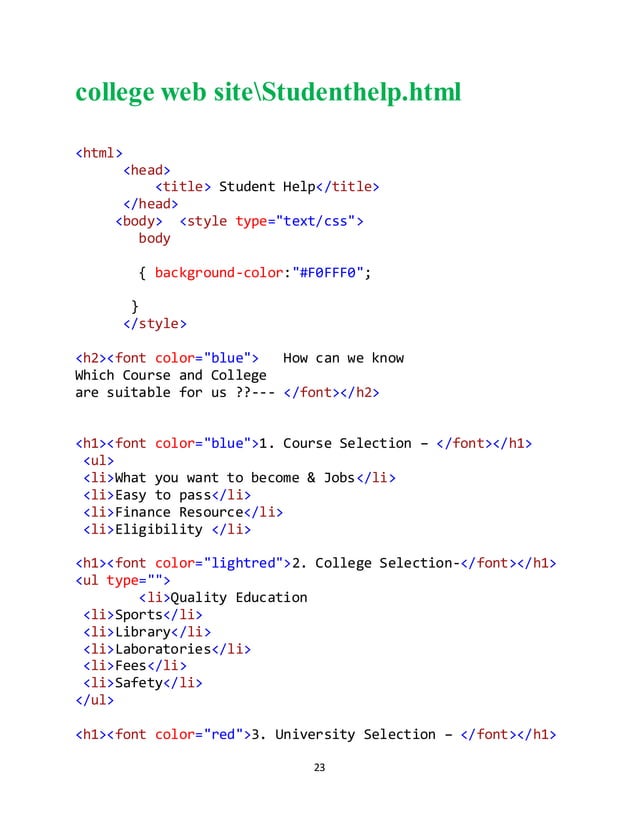 College Web Site HTML PROJECT