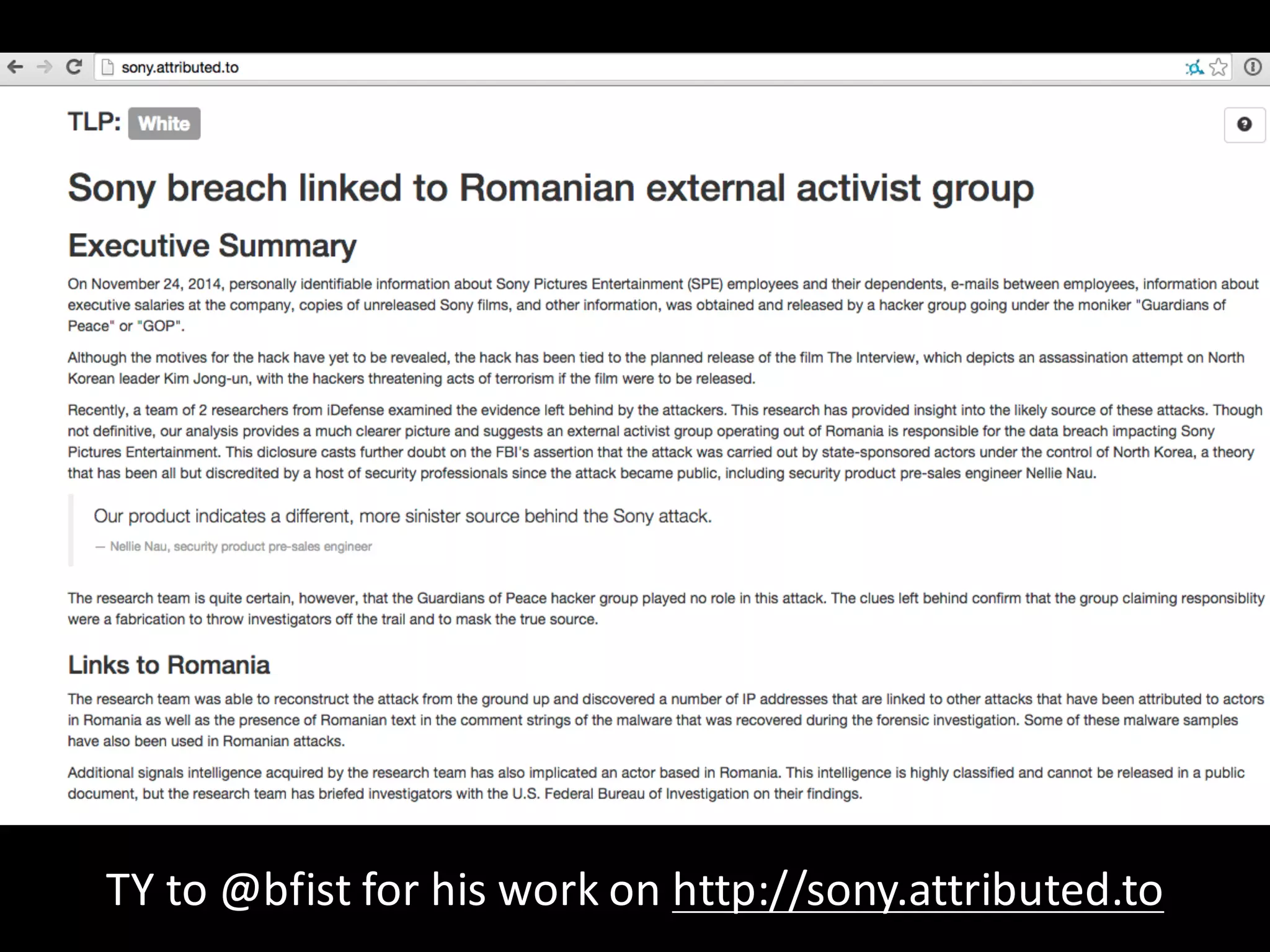 What	
  is	
  TI	
  good	
  for	
  anyway?
TY	
  to	
  @bfist for	
  his	
  work	
  on	
  http://sony.attributed.to
 