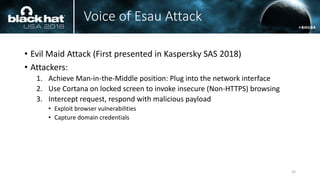Voice of Esau Attack
• Evil Maid Attack (First presented in Kaspersky SAS 2018)
• Attackers:
1. Achieve Man-in-the-Middle ...