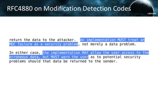 RFC4880 on Modification Detection Codes
 