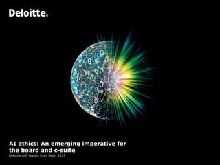 AI ethics: An emerging imperative for
the board and c-suite
Deloitte poll results from Sept. 2019
 