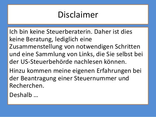 Amerikanische Steuernummer Amerikanische Steuernummer