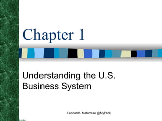 Chapter 1 Understanding the U.S. Business System Leonardo Matarrese @MyPlick 