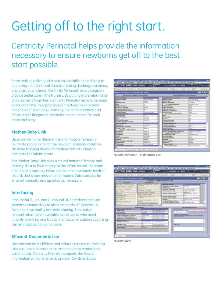 Centricity Perinatal Charting