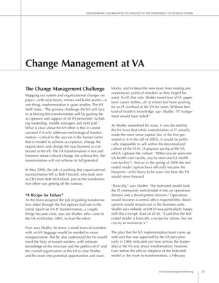 www.businessofgovernment.org 23
Transforming Information Technology at the Department of Veterans Affairs
earnest. Bob How...