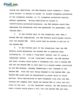 FindLaw | Telephone Hacking Indictment