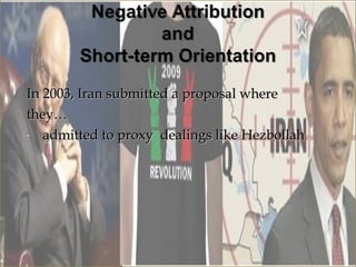 In 2003, Iran submitted a proposal where
they…
- admitted to proxy dealings like Hezbollah
 