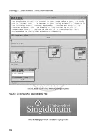tajne. Korisnici ēesto biraju loše lozinke što potencijalnim napadaēima
pojednostavljuje otkivanje (razbijanje) lozinke (eng. password cracking). Postoje
matematiēki dokazi koliko je teško bezbednost nekog sistema zasnivati na lozinkama.
Sa bezbednosnog stanovišta, rešenje za probleme sa lozinkama bi bilo da se umesto
njih koriste sluēajno generisani kriptografski kljuēevi. Tada bi pokušaj razbijanja
lozinke bio ekvivalentan sa problemom pretrage po svim moguđim realizacijama
datog kriptografskog kljuēa. Problem sa takvim pristupom je što ljudi moraju da
pamte svoje lozinke, a nije lako pamtiti sluēajne binarne cifre. Treba spomenuti i
popularnost lozinke. Mnogo je ekonomiēnije i jednostavnije bazirati autentifikaciju na
neēemu što nam je poznato, pre svega na neēemu što znamo. Poseban problem
predstavlja potreba za korišđenjem razliēitih lozinki za razliēite sisteme koje
koristimo. TakoĜe, lozinke su besplatne, za razliku od kartica i biometrijskih ureĜaja.
6.1.1. KLJUEVI ILI LOZINKE
Pretpostavimo da je umesto lozinke u upotrebi kriptografski kljuē dužine 64 bita. Broj
moguđih kljuēeva u ovom sluēaju je ʹ଺ସ
. Pretpostavimo da su kljuēevi potpuno
sluēajni i da ne postoji napad skrađenim postupkom (ne postoji slabost u realizaciji –
preēica). Za razbijanje ovakve lozinke bilo bi potrebno u proseku da se ispita ʹ଺ଷ
kljuēeva kako bi napad bio uspešan.
Sa druge strane, kada bi neko pokušao da razbije lozinku od 8 ASCII karaktera, gde je
svaki karakter kodiran sa 8 bitova (ʹ଼
ൌ ʹͷ͸ moguđih vrednosti za jedan karakter),
imao bi ʹͷ͸଼
ൌ ʹ଺ସ
moguđih lozinki. Na prvi pogled, razbijanje lozinki deluje
podjednako kompleksno kao razbijanje kljuēeva. MeĜutim, korisnici uglavnom ne
biraju lozinke potpuno sluēajno zato što moraju da ih zapamte. Na taj naēin, bilo ko
ko pokuša da razbije lozinku rešavao bi lakši problem. Broj kombinacija koje treba
ispitati kod lozinke je sigurno manji od ʹ଺ଷ
.
Za razbijanje lozinki u upotrebi su reēnici dobro poznatih lozinki. Na primer, ako je
lozinka dužine 8 karaktera za njeno razbijanje se može koristiti reēnik unapred
spremljenih lozinki veliēine ʹଶ଴
ൎ ͳǤͲͲͲǤͲͲͲ reēi. Sa ovakvim reēnikom postojala bi
velika verovatnođa da se otkrije lozinka. Nasuprot ovome, ako bi napadaē pokušavao
da razbije kljuē dužine 64 bita sa reēnikom od ʹଶ଴
unapred spremljenih kljuēeva,
170
Kriptologija I - Osnove za analizu i sintezu šifarskih sistema______________________________________________________________________________________
 