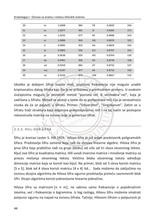 Da bismo imali apsolutnu tajnost simetriēnog šifarskog sistema, dužina kljuēa treba
da odgovara dužini poruke koja se šifruje. MeĜutim, u praktiēnoj primeni
kriptografije, jedan kljuē ēesto se koristi za šifrovanje velikih koliēina podataka koji se
prenose ogromnim brzinama. To znaēi da se u najveđem broju današnjih praktiēnih
rešenja za prenos ne može postiđi Šenonova apsolutna tajnost. Zbog toga moramo da
prihvatimo sisteme koji nisu savršeni, ali su ipak dovoljno dobri i odgovaraju za
raēunarsku primenu.
1.4.4. TEORIJA RAUNARSKE KOMPLEKSNOSTI
Moderna kriptologija je povezana sa problemima koji se odnose na intenzitet
raēunarske mođi koja je protivniku na raspolaganju. Tajnost u raēunarskim sigurnim
šifarskim sistemima zasnivamo na pretpostavci da protivnik nema dovoljno
“raēunarskog” vremena. Teorijski posmatrano, praktiēne šifarske sisteme je moguđe
probiti, ali se u realnom vremenu to ne može desiti. Najēešđe su ovakvi napadi
nedostižni.
Ovo je radikalna promena posmatrana sa mnogih aspekata. Ono što prenosi
kriptografiju iz domena teorije informacija u domen raēunarske tehnologije. I to
zapravo menja ono što možemo postiđi.
Mi želimo da dostignemo ovakve tvrdnje:
Pretpostavljamo da protivnik koriti ne više od ‫ݐ‬ raēunarskih ciklusa i verovatnođa da
on probije naš metod je ‫ݐ‬ ʹଶ଴଴Τ . Kao što smo primetili, ova tvrdnja je zasnovana na
verovatnođi. Skoro sve tvrdnje sa kojima đemo se susreti đe biti zasnovane na
verovatnođi.
TakoĜe, nismo ni govorili o tome kako protivnik radi. Koji algoritam ili tehniku koristi,
o tome ništa ne znamo. A naša tvrdnja je ēvrsta i pored svega toga. To je ēini veoma
snažnom tvrdnjom.
Do sada nam je postalo jasno da tvrdnje kao ova pomenuta, u praksi predstavljaju
dovoljno dobru zaštitu. MeĜutim, protivnik usavršava i unapreĜuje svoje
dekripterske moguđnosti te je i moguđnost probijanja date šifre sve veđa. Kada bi
27
Kriptologija I - Osnove za analizu i sintezu šifarskih sistema______________________________________________________________________________________
 
