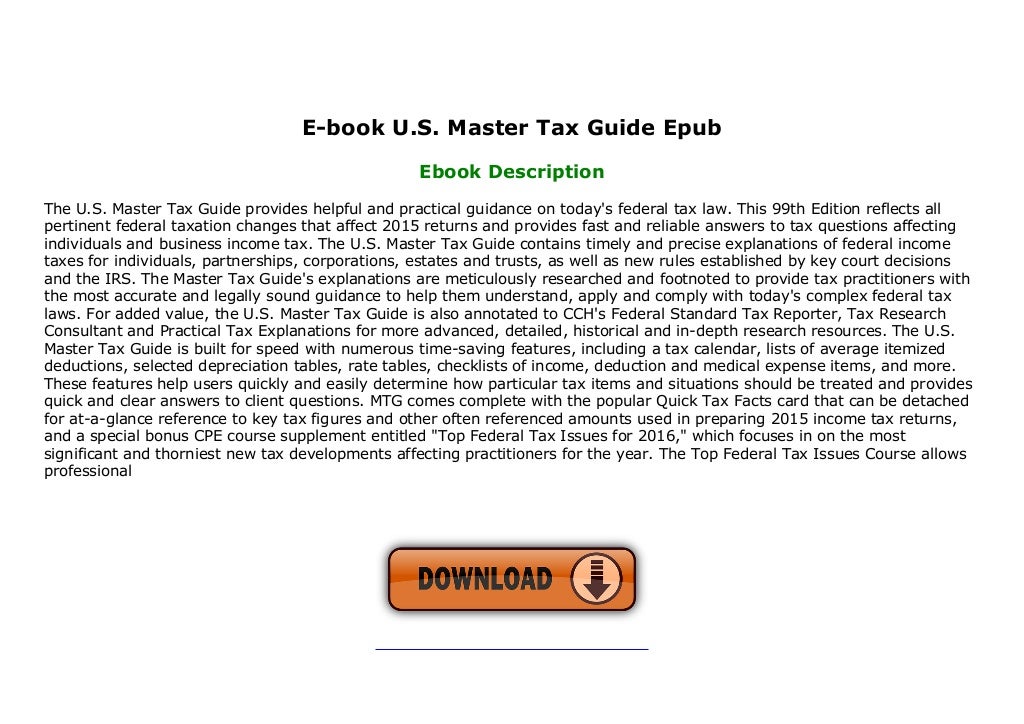 E book U S Master Tax Guide Epub