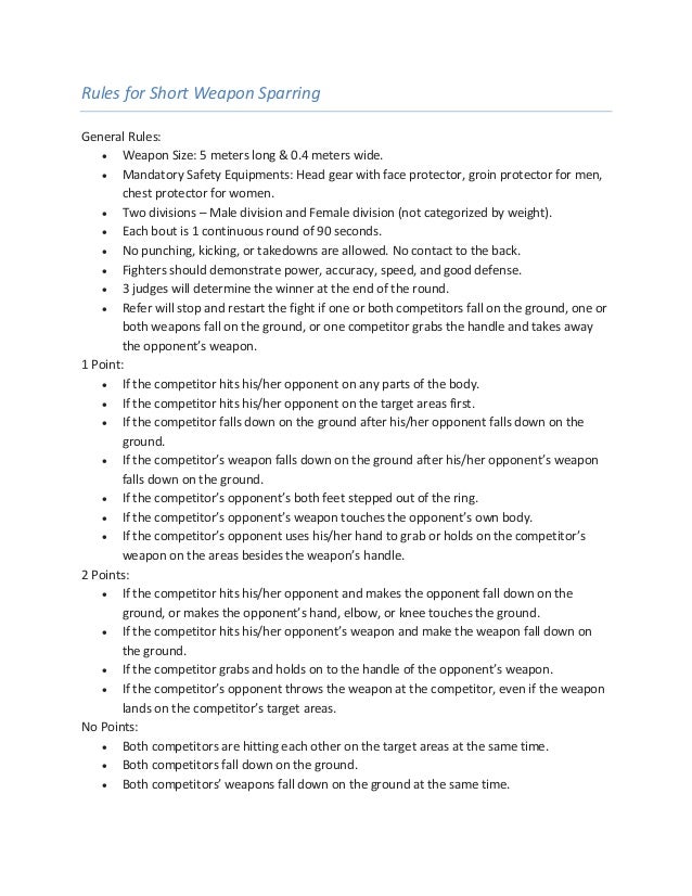 US Open Martial Arts Championship Rules and Regulations