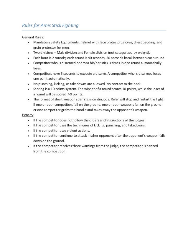 US Open Martial Arts Championship Rules and Regulations