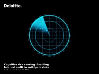 Cognitive risk sensing: Enabling
internal audit to anticipate risks
Deloitte poll results from Oct. 2019
 