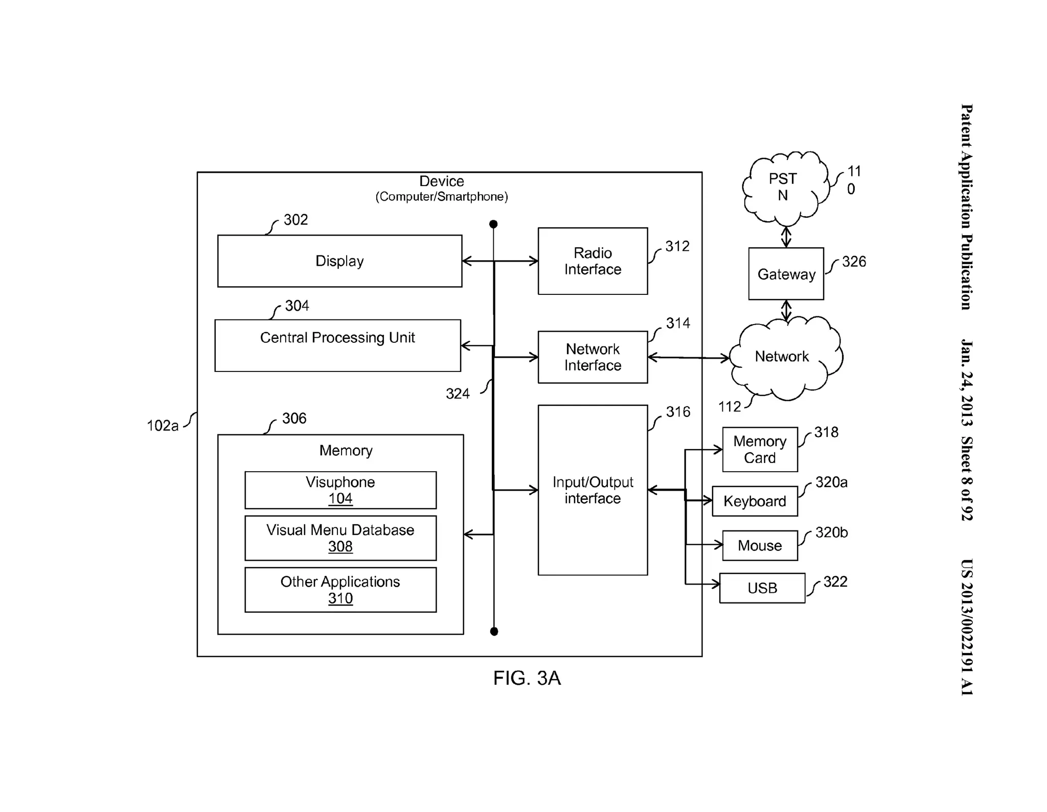Device 
(Computer/Smartphone) 
;302 4 
Display ""' ....:!!.. Radio ....... Interface 
1304 
central Processing Unit 
~ ....:!!.. Network 
Interface 
324 ) 
102a 
,; f 306 
Memory 
I ~ Visuphone .,. 
I 1 n put/Output 
104 interface 
Visual Menu Database ~ 308 
Other Applications 
310 
i 
FIG. 3A 
~~ 
v312 
y 
Gateway · 
v314 
~. Y""' 
""' __., Network ....... ,. 
v316 
112 
~ Memory v31 ....-- 
Card 
3~ -H Keyboard I"' 
3~ 
_J Mouse 'I 
~H USB l.r~ 
11 
0 
326 
a 
b 
2 
'"= ~.... . 
('D .=.... 
~ '-.e... (') 
~....... .. 0 = ='"= 0-...". (') 
~....... .. 0 = 
;­:= 
N 
~ ... 
N 
0.. .. 
(.H 
rFJ =­(' 
D 
(..'D... 
QO 
0... .. 
0 
N 
c 
rFJ 
N 
0.. .. 
.(...H_ 
0 
0 
N 
.N.. . 
..0.. 
>.... 
 
