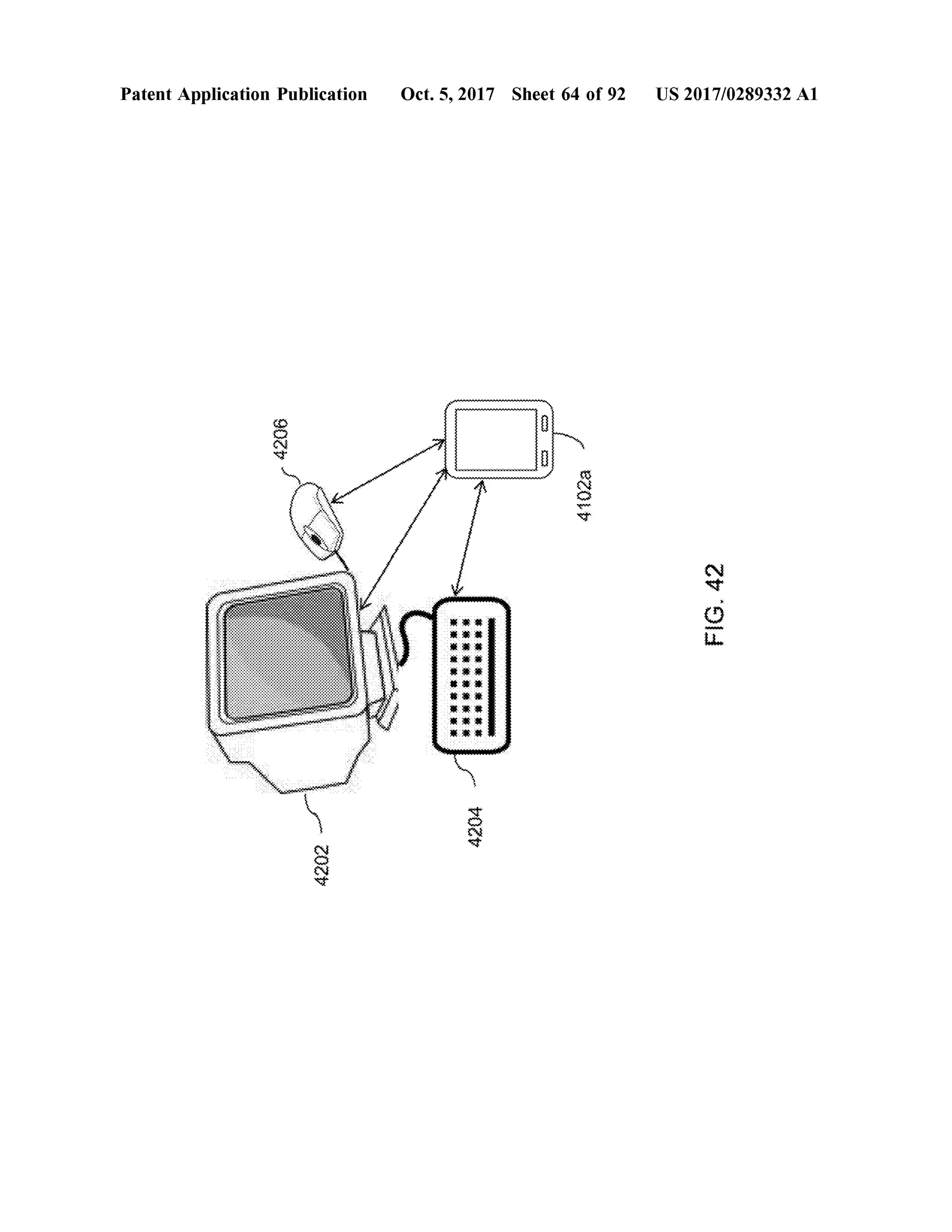 PatentApplication Publication Oct.5,2017 Sheet64 of 92 US 2017/0289332 A1
4206
4102a
Wernerne
FIG.42
4204
4202
 