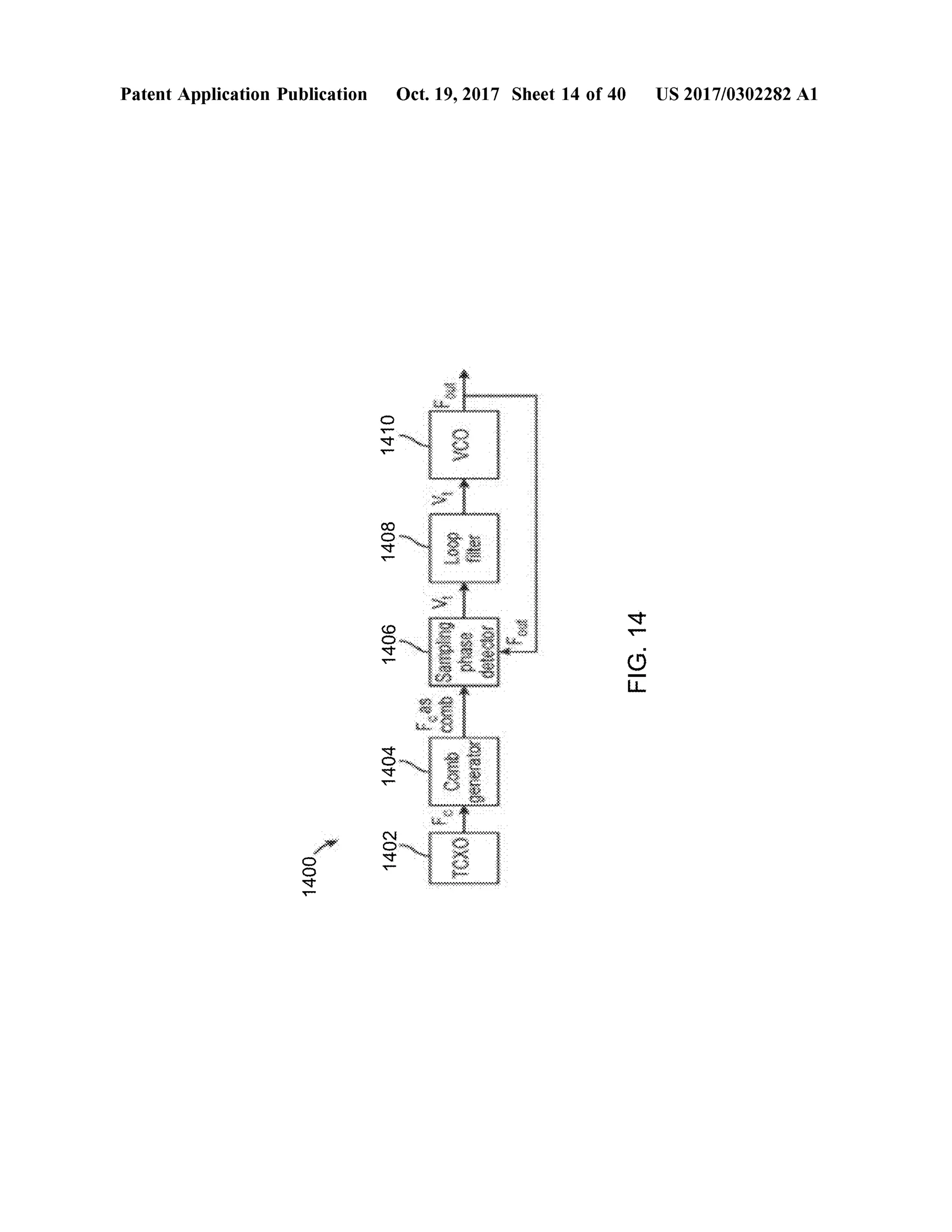 Patent ApplicationPublication Oct.19,2017 Sheet 14 of 40 US 2017/0302282Al
1410 ·
|1408
1406
???
FIG.14
14021404?” ]1400
 