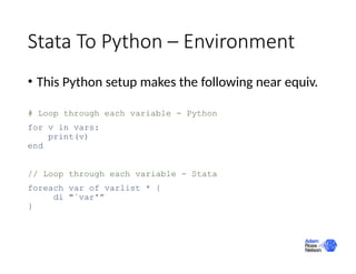 Stata Python Rosetta Stone Side-by-side code examples | PPT