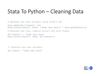 Stata Python Rosetta Stone Side-by-side code examples | PPT