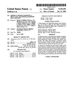 US Patent 5132351 Chemical Solder et. al.
