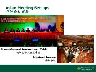 Asian Meeting Set-ups
亚洲会议布局

Forum General Session Head Table
论坛全体大会主席台

Breakout Session
分组会议

Photo to be
Added

 