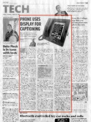 USA TODAY Print edition: Phone Uses Display for Captioning