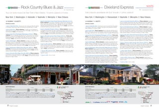 The Freedom Trail TRV-Northeast Experience
Viaggio a ritroso sui luoghi della storia americana. Include 9 colazioni, un pranzo e 3 cene.
New York Boston Niagara Falls Toronto Amish Country Washington
6 East Coast
Con accompagnatore locale
di lingua italiana.
●
●
●
●
●
●
25 APRILE, 9, 16, 23 MAGGIO, 6, 20 GIUGNO 2.360 1.460 2.000 1.185
4, 18, 25, 29 LUGLIO, 1, 5, 8, 12, 15, 22, 29 AGOSTO 2.760 1.760 2.000 1.185
5, 12, 19 SETTEMBRE 2.360 1.460 2.000 1.185
Bambino = min. 8 max 11 anni in camera con 2 adulti; Ragazzo = 12-15 anni; *SoloTour = senza la porzione aerea.
Supplemento camera singola € 820. Ragazzo 12-15 anni in camera con 2 adulti riduzione € 815.Terzo adulto in doppia uso tripla ridu-
zione € 610 per camera. CON ALITALIA voli di collegamento da Sud Italia e isole supp. € 220; da tutti gli aeroporti Nord e Centro Italia
incluso Napoli nessun supplemento. CON EMIRATES voli diretti da Milano supp. € 80; partenze e/o ritorni diVenerdì o Sabato supp. € 25.
CON AMERICAN AIRLINES / BRITISH AIRWAYS / LUFTHANSA/ UNITED/ AIR FRANCE-KLM E DELTA quote valide da tutti gli aeroporti Nord e Centro Italia
serviti dai singoli vettori. Quota gestione pratica € 70 adulti e bambini dai 2 anni in poi. TASSE AEROPORTUALI (circa): € 370.
QUOTE INDIVIDUALI
in doppia SOLO TOUR*
da Milano e Roma adulto bambino adulto bambino
11 GIORNI / 9 NOTTI
PARTENZE DI SABATO E MERCOLEDÌ
1 giorno, Italia/ NewYork - Partenza con volo di linea per NewYork
(diretto o via Europa). Incontro con il corrispondente e trasferimento in
albergo. Cena libera e pernottamento all’hotel Westin Grand Central o Hilton
Millennium (o similare 4 stelle).
2 giorno, NewYork - Prima colazione. Presentarsi entro le ore 8:30 nella
lobby dell’hotel. Incontro con l’accompagnatore e giro di Manhattan di mezza
giornata. Pomeriggio a disposizione per visite facoltative. Pranzo e cena liberi,
pernottamento.
3 giorno, NewYork/ Boston (350 km) - Prima colazione. Presentarsi
entro le ore 7:00 nella lobby dell’hotel. Incontro con l’accompagnatore e par-
tenza in pullman per Boston. Pranzo libero e giro orientativo del centro storico,
dove tra i grattacieli è ancora possibile scorgere i palazzi della colonia britannica
lungo il cosiddetto “FreedomTrail” (il Percorso della Libertà). Cena in ristoran-
te. Pernottamento in albergo Boston Park Plaza (o similare 4 stelle).
4 giorno, Boston/ Stockbridge/ Niagara Falls (740 km) - Prima
colazione.Tappa di trasferimento attraverso il Massachussetts con sosta a
Stockbridge e la regione dei Finger Lakes per raggiungere il Canada e visitare
le maestose Cascate del Niagara. Pranzo e cena liberi. Pernottamento all’hotel
Crowne Plaza Fallsview (4 stelle).
5 giorno, Niagara Falls eToronto (260 km) - Prima colazione.Al
mattino, escursione in pullman aToronto e giro orientativo della città. Pranzo
libero nell’Eaton Centre.Al termine, rientro a Niagara Falls.Visita delle cascate
e gita in battello Maid-of-the-Mist. Cena in ristorante panoramico sulle cascate
illuminate. Pernottamento.
6 giorno, Niagara Falls/ Amish Country/ Lancaster (550 km)
Prima colazione. Partenza in direzione sud ed ingresso nello stato di
Pennsylvania. Pranzo libero. Nel pomeriggio si visita la regione di fattorie della
comunità Amish con una guida locale.Al termine proseguimento per Lancaster.
Cena in ristorante. Pernottamento all’hotel Marriott Lancaster Penn Square o
Heritage Hotel (o similare 3 stelle).
7 giorno, Lancaster/ Gettysburg/ Baltimora/ Washington (200 km)
- Prima colazione. Prima di lasciare la regione si visita il luogo della celebre
battaglia di Gettysburg del 1863.Al termine, proseguimento per Washington,
passando per Baltimora. Pranzo e cena liberi, pernottamento all’hotel Omni
Shoreham (4 stelle).
8 giorno,Washington - Prima colazione.Al mattino, giro orientativo
della città (principali monumenti: Casa Bianca, Campidoglio, Lincoln Monument,
Vietnam Memorial e cimitero di Arlington). Pranzo libero e pomeriggio a dispo-
sizione. Cena libera e pernottamento.
9 giorno,Washington/ Philadelphia/ NewYork (360 km) - Prima
colazione. Rientro a NewYork con sosta a Philadelphia per un breve giro
orientativo del centro storico ed il pranzo in ristorante.Arrivo a NewYork
nel tardo pomeriggio e termine del tour. Cena libera e pernottamento all’hotel
Westin Grand Central o Hilton Millennium (o similare 4 stelle).
10 giorno, NewYork/ Italia - Prima colazione e check out.Trasferimento
in aeroporto e partenza per l’Italia con volo di linea. Pernottamento a bordo.
11 giorno, Italia - Arrivo in mattinata.
 