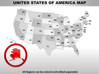 Usa alaska state powerpoint county editable ppt maps and templates | PPTX